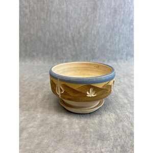 Handmade Southwestern Desert Cactus Landscape Sandstone Planter Pot with Saucer